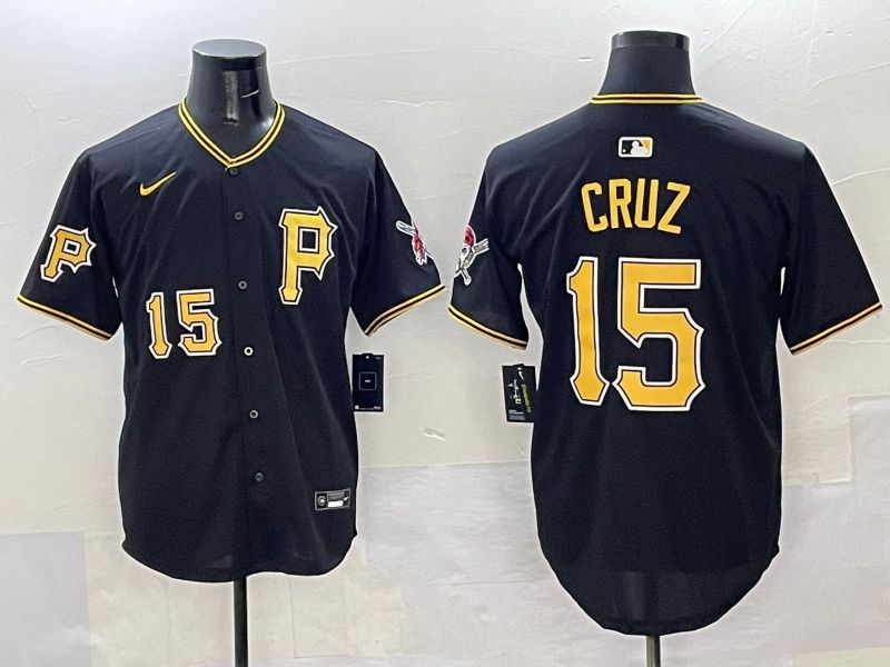 Men Pittsburgh Pirates 15 Cruz Black Game 2025 Nike MLB Jersey style 9